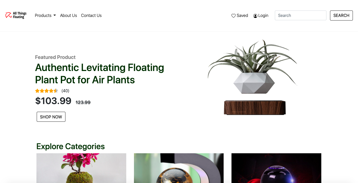 Screenshot of All Things Floating homepage